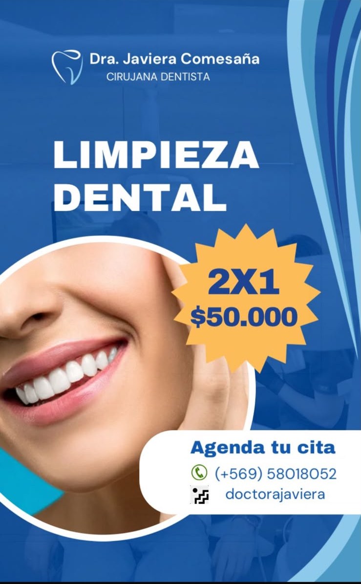 Promoción 2x1 en limpieza dental por $50.000